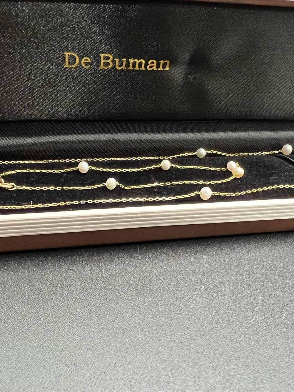 Gold Pearl Station Necklace & bracelet - Delicate Layering Chain